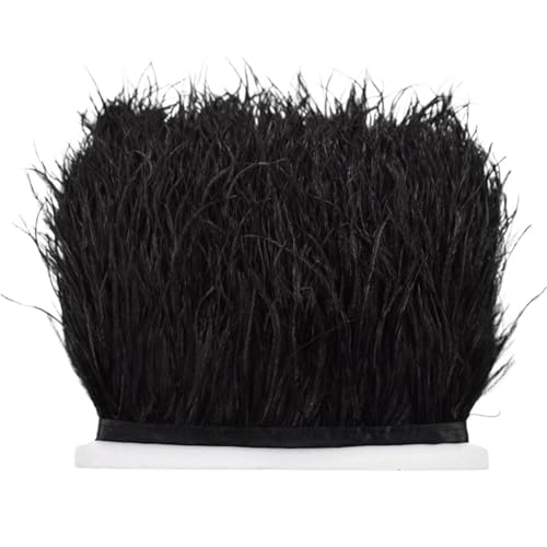 8–10 cm Straußenfederbesatz for Handarbeiten und Kunsthandwerk, Federrockdekoration, Federn, Bandfransen für Bastelarbeiten Hochzeit Party Dekoration(Black,10Meters) von ZYFHYU