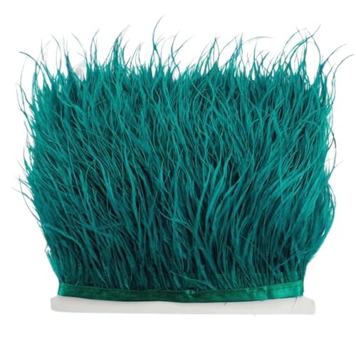 8–10 cm Straußenfederbesatz for Handarbeiten und Kunsthandwerk, Federrockdekoration, Federn, Bandfransen für Bastelarbeiten Hochzeit Party Dekoration(Deep Lake Green,5Meters) von ZYFHYU