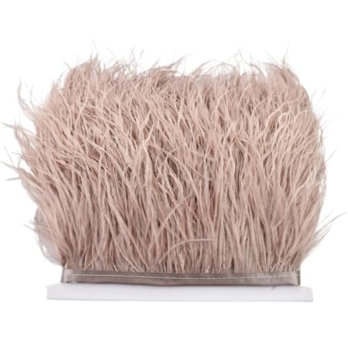 8–10 cm Straußenfederbesatz for Handarbeiten und Kunsthandwerk, Federrockdekoration, Federn, Bandfransen für Bastelarbeiten Hochzeit Party Dekoration(Light Brown,10Meters) von ZYFHYU