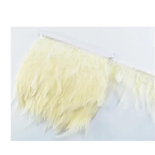 Fasanenfedern, Fransen, Hahnenfedern, Borten for Schal, Kleidung, Band, Nähen, Schmuck, Kunsthandwerk, Dekoration für Bastelarbeiten Hochzeit Party Dekoration(Beige,5 Meters) von ZYFHYU