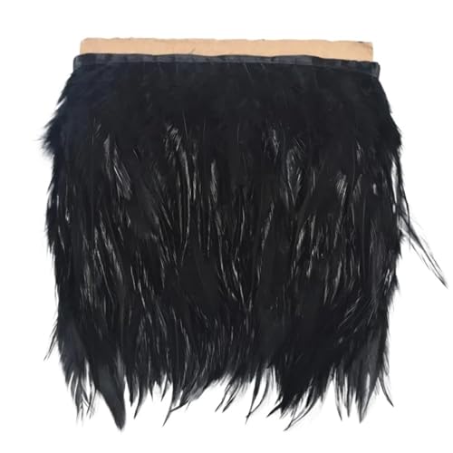 Fasanenfedern, Fransen, Hahnenfedern, Borten for Schal, Kleidung, Band, Nähen, Schmuck, Kunsthandwerk, Dekoration für Bastelarbeiten Hochzeit Party Dekoration(Black,10 Meters) von ZYFHYU