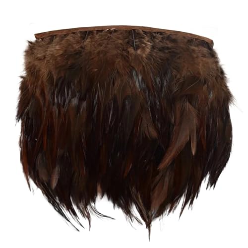 Fasanenfedern, Fransen, Hahnenfedern, Borten for Schal, Kleidung, Band, Nähen, Schmuck, Kunsthandwerk, Dekoration für Bastelarbeiten Hochzeit Party Dekoration(Dark Brown,10 Meters) von ZYFHYU