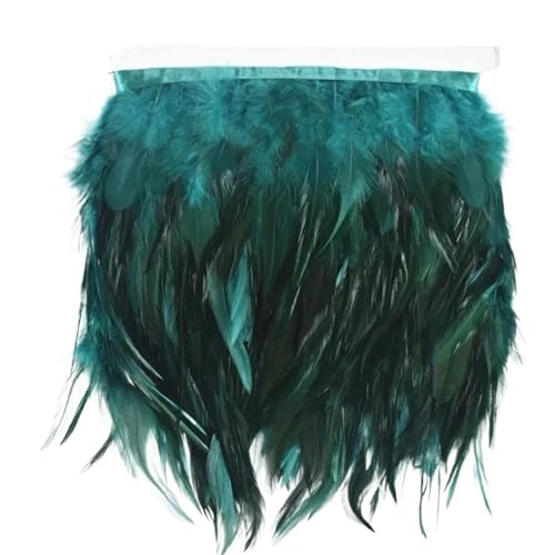 Fasanenfedern, Fransen, Hahnenfedern, Borten for Schal, Kleidung, Band, Nähen, Schmuck, Kunsthandwerk, Dekoration für Bastelarbeiten Hochzeit Party Dekoration(Dark Green,5 Meters) von ZYFHYU