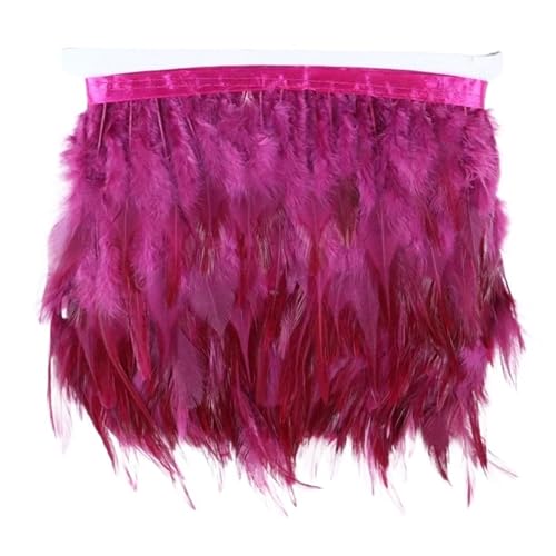 Fasanenfedern, Fransen, Hahnenfedern, Borten for Schal, Kleidung, Band, Nähen, Schmuck, Kunsthandwerk, Dekoration für Bastelarbeiten Hochzeit Party Dekoration(Deep red,1 Meter) von ZYFHYU