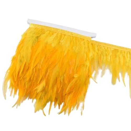 Fasanenfedern, Fransen, Hahnenfedern, Borten for Schal, Kleidung, Band, Nähen, Schmuck, Kunsthandwerk, Dekoration für Bastelarbeiten Hochzeit Party Dekoration(Gold,10 Meters) von ZYFHYU