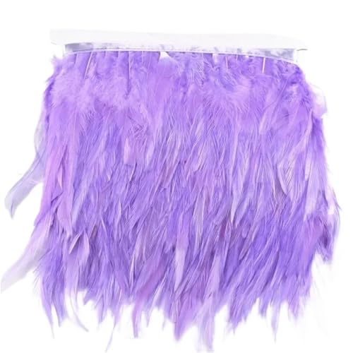 Fasanenfedern, Fransen, Hahnenfedern, Borten for Schal, Kleidung, Band, Nähen, Schmuck, Kunsthandwerk, Dekoration für Bastelarbeiten Hochzeit Party Dekoration(Light Purple,5 Meters) von ZYFHYU