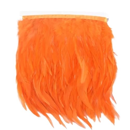 Fasanenfedern, Fransen, Hahnenfedern, Borten for Schal, Kleidung, Band, Nähen, Schmuck, Kunsthandwerk, Dekoration für Bastelarbeiten Hochzeit Party Dekoration(Orange,5 Meters) von ZYFHYU