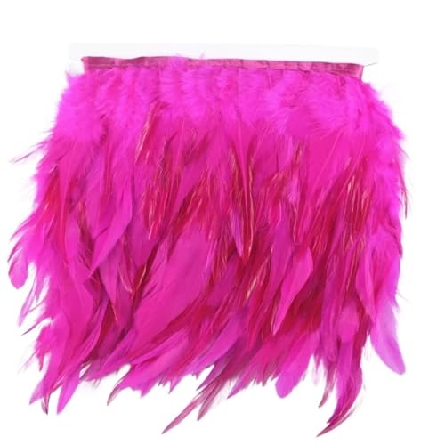 Fasanenfedern, Fransen, Hahnenfedern, Borten for Schal, Kleidung, Band, Nähen, Schmuck, Kunsthandwerk, Dekoration für Bastelarbeiten Hochzeit Party Dekoration(Rose red,1 Meter) von ZYFHYU