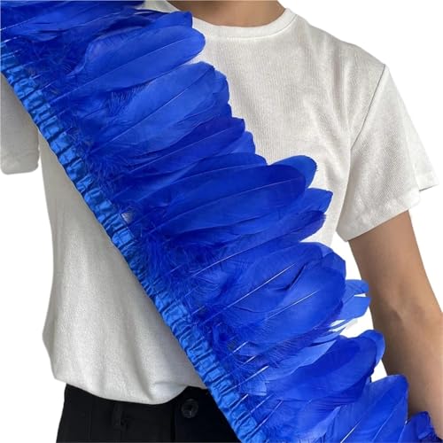 Gänsefederbesatz, 2 m, natürliche, Flauschige Federfransen, Länge 15–20 cm, DIY-Kostüm-Rock-Dekoration für Bastelarbeiten Hochzeit Party Dekoration(Blue1) von ZYFHYU