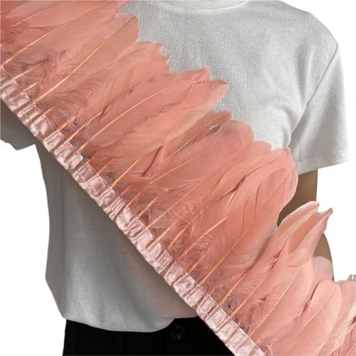 Gänsefederbesatz, 2 m, natürliche, Flauschige Federfransen, Länge 15–20 cm, DIY-Kostüm-Rock-Dekoration für Bastelarbeiten Hochzeit Party Dekoration(Color1) von ZYFHYU