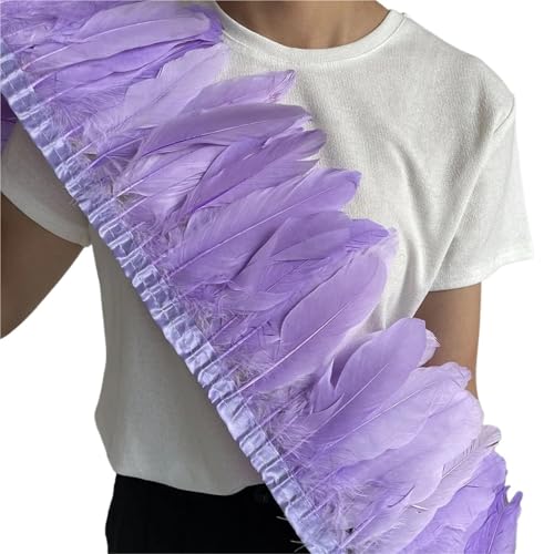 Gänsefederbesatz, 2 m, natürliche, Flauschige Federfransen, Länge 15–20 cm, DIY-Kostüm-Rock-Dekoration für Bastelarbeiten Hochzeit Party Dekoration(Color2) von ZYFHYU