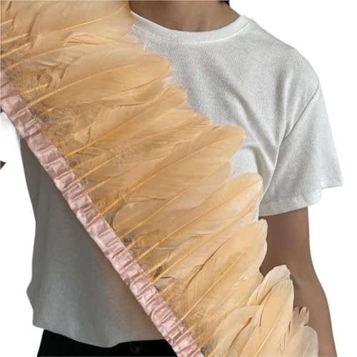Gänsefederbesatz, 2 m, natürliche, Flauschige Federfransen, Länge 15–20 cm, DIY-Kostüm-Rock-Dekoration für Bastelarbeiten Hochzeit Party Dekoration(Color3) von ZYFHYU