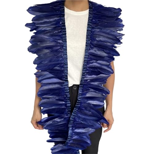 Gänsefederbesatz, 2 m, natürliche, Flauschige Federfransen, Länge 15–20 cm, DIY-Kostüm-Rock-Dekoration für Bastelarbeiten Hochzeit Party Dekoration(Dark Blue) von ZYFHYU