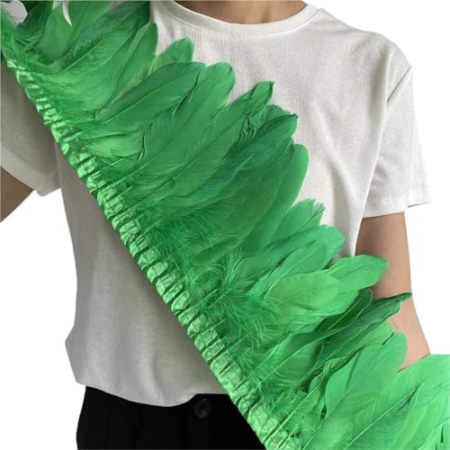 Gänsefederbesatz, 2 m, natürliche, Flauschige Federfransen, Länge 15–20 cm, DIY-Kostüm-Rock-Dekoration für Bastelarbeiten Hochzeit Party Dekoration(Glass Green) von ZYFHYU