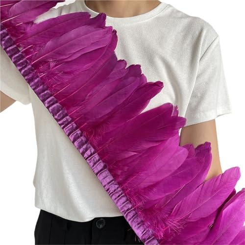 Gänsefederbesatz, 2 m, natürliche, Flauschige Federfransen, Länge 15–20 cm, DIY-Kostüm-Rock-Dekoration für Bastelarbeiten Hochzeit Party Dekoration(Purple8) von ZYFHYU