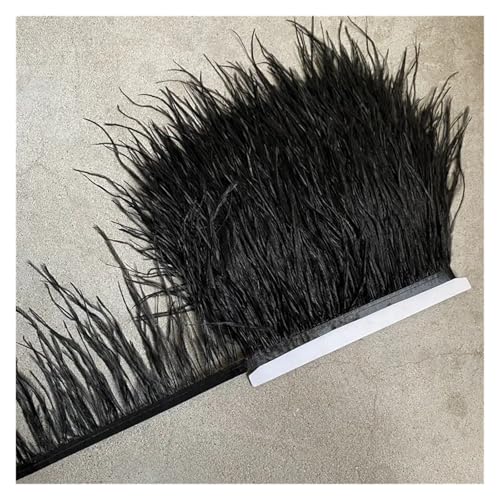 Straußenfederbesatz, Fransenfederband, 10–15 cm breit, Nähen, Basteln, Kostüme, Dekoration für Bastelarbeiten Hochzeit Party Dekoration(Black,2 Yards) von ZYFHYU