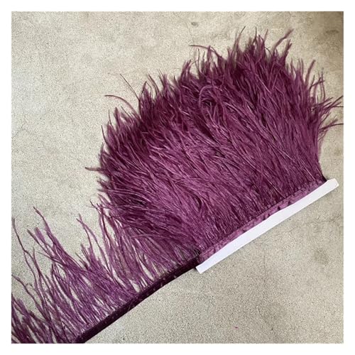 Straußenfederbesatz, Fransenfederband, 10–15 cm breit, Nähen, Basteln, Kostüme, Dekoration für Bastelarbeiten Hochzeit Party Dekoration(Deep Purple,5 Yards) von ZYFHYU