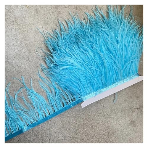 Straußenfederbesatz, Fransenfederband, 10–15 cm breit, Nähen, Basteln, Kostüme, Dekoration für Bastelarbeiten Hochzeit Party Dekoration(Light Blue,5 Yards) von ZYFHYU