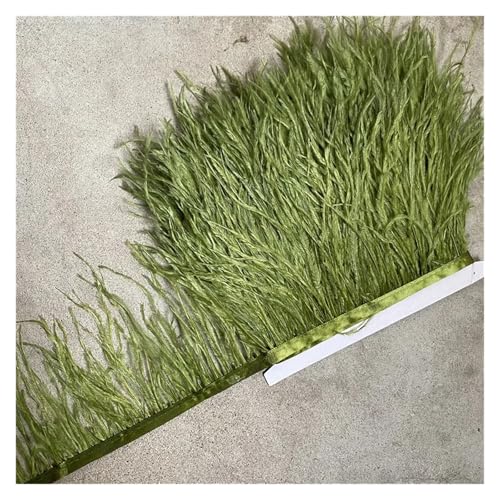 Straußenfederbesatz, Fransenfederband, 10–15 cm breit, Nähen, Basteln, Kostüme, Dekoration für Bastelarbeiten Hochzeit Party Dekoration(Olive Green,2 Yards) von ZYFHYU