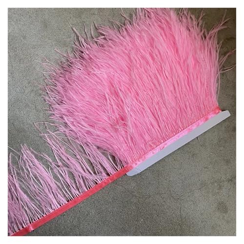 Straußenfederbesatz, Fransenfederband, 10–15 cm breit, Nähen, Basteln, Kostüme, Dekoration für Bastelarbeiten Hochzeit Party Dekoration(Pink,10 Yards) von ZYFHYU