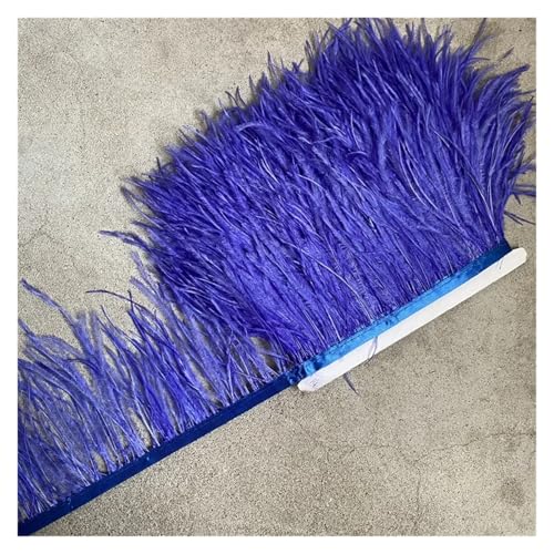 Straußenfederbesatz, Fransenfederband, 10–15 cm breit, Nähen, Basteln, Kostüme, Dekoration für Bastelarbeiten Hochzeit Party Dekoration(ROYAL Blue,5 Yards) von ZYFHYU