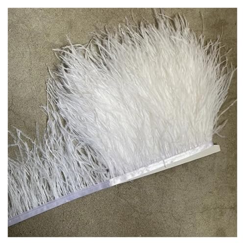 Straußenfederbesatz, Fransenfederband, 10–15 cm breit, Nähen, Basteln, Kostüme, Dekoration für Bastelarbeiten Hochzeit Party Dekoration(White,2 Yards) von ZYFHYU