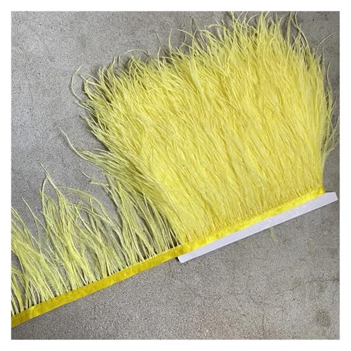 Straußenfederbesatz, Fransenfederband, 10–15 cm breit, Nähen, Basteln, Kostüme, Dekoration für Bastelarbeiten Hochzeit Party Dekoration(Yellow,2 Yards) von ZYFHYU