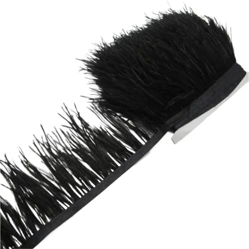 Straußenfederbesatz, Fransenfederband, 7,6–10,2 cm, 8–10 Breite, Nähen, Basteln, Kostüme, Dekoration für Bastelarbeiten Hochzeit Party Dekoration(Black,10 Yards) von ZYFHYU