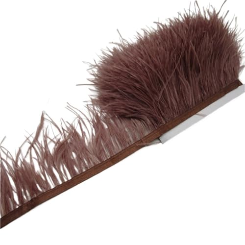 Straußenfederbesatz, Fransenfederband, 7,6–10,2 cm, 8–10 Breite, Nähen, Basteln, Kostüme, Dekoration für Bastelarbeiten Hochzeit Party Dekoration(Brown,5 Yards) von ZYFHYU