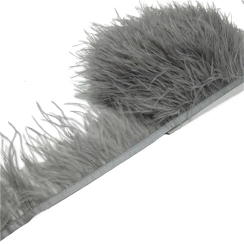 Straußenfederbesatz, Fransenfederband, 7,6–10,2 cm, 8–10 Breite, Nähen, Basteln, Kostüme, Dekoration für Bastelarbeiten Hochzeit Party Dekoration(Gray,10 Yards) von ZYFHYU