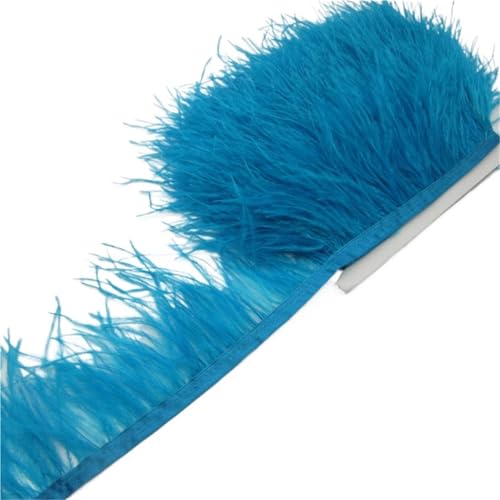 Straußenfederbesatz, Fransenfederband, 7,6–10,2 cm, 8–10 Breite, Nähen, Basteln, Kostüme, Dekoration für Bastelarbeiten Hochzeit Party Dekoration(Lake Blue,5 Yards) von ZYFHYU