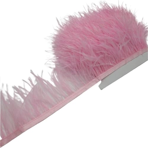 Straußenfederbesatz, Fransenfederband, 7,6–10,2 cm, 8–10 Breite, Nähen, Basteln, Kostüme, Dekoration für Bastelarbeiten Hochzeit Party Dekoration(Light pink,5 Yards) von ZYFHYU