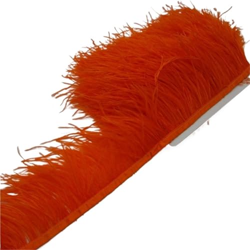 Straußenfederbesatz, Fransenfederband, 7,6–10,2 cm, 8–10 Breite, Nähen, Basteln, Kostüme, Dekoration für Bastelarbeiten Hochzeit Party Dekoration(Orange,5 Yards) von ZYFHYU