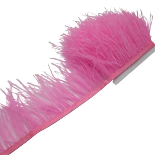 Straußenfederbesatz, Fransenfederband, 7,6–10,2 cm, 8–10 Breite, Nähen, Basteln, Kostüme, Dekoration für Bastelarbeiten Hochzeit Party Dekoration(Pink,5 Yards) von ZYFHYU