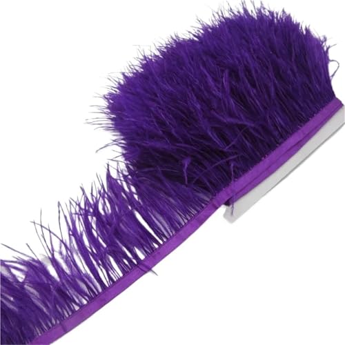 Straußenfederbesatz, Fransenfederband, 7,6–10,2 cm, 8–10 Breite, Nähen, Basteln, Kostüme, Dekoration für Bastelarbeiten Hochzeit Party Dekoration(Purple,5 Yards) von ZYFHYU