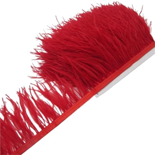 Straußenfederbesatz, Fransenfederband, 7,6–10,2 cm, 8–10 Breite, Nähen, Basteln, Kostüme, Dekoration für Bastelarbeiten Hochzeit Party Dekoration(Red,10 Yards) von ZYFHYU