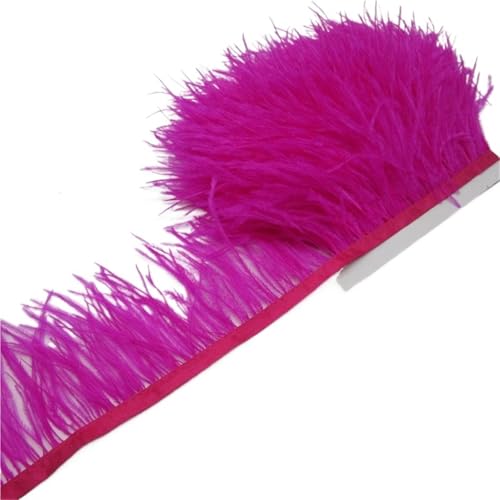 Straußenfederbesatz, Fransenfederband, 7,6–10,2 cm, 8–10 Breite, Nähen, Basteln, Kostüme, Dekoration für Bastelarbeiten Hochzeit Party Dekoration(Rose red,10 Yards) von ZYFHYU