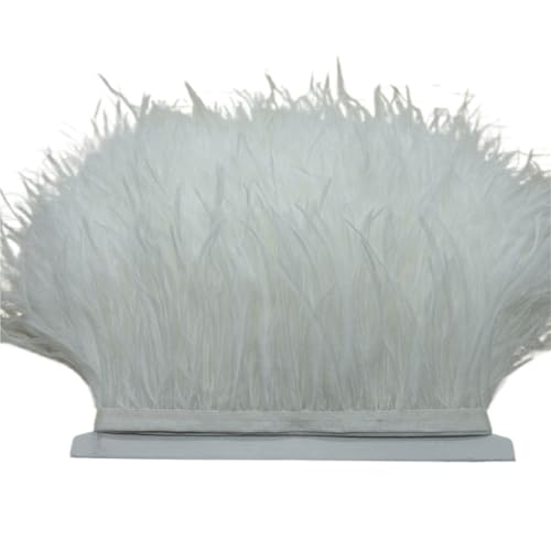 Straußenfederbesatz, Fransenfederband, 7,6–10,2 cm, 8–10 Breite, Nähen, Basteln, Kostüme, Dekoration für Bastelarbeiten Hochzeit Party Dekoration(White,10 Yards) von ZYFHYU