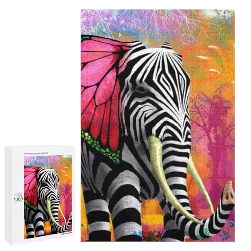Butterfly-Elephant Fantasy 1000 Teile Puzzles Für Erwachsene Und Kinder Ab 12 Jahren 1000 PCS von ZYGAOKDD