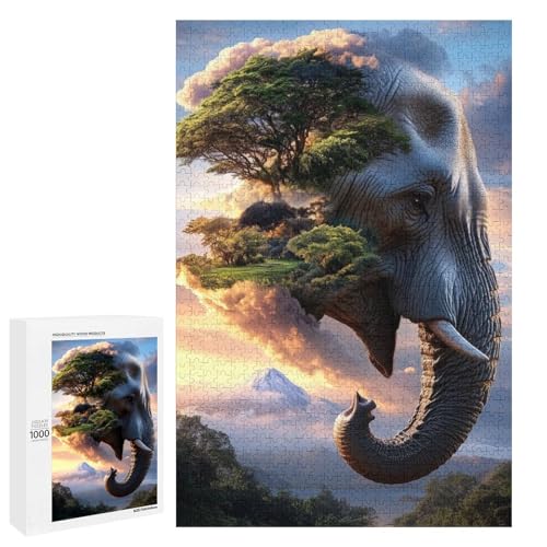 Elephant's Embrace of Nature 1000 Teile Puzzles Für Erwachsene Und Kinder Ab 12 Jahren 1000 PCS von ZYGAOKDD