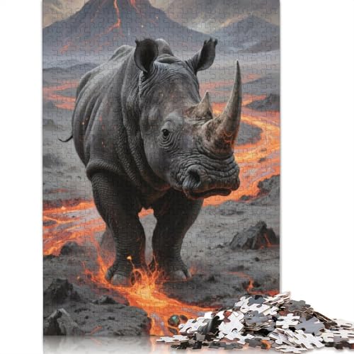 Rhinoceros Puzzlespiele Für Erwachsene 1000 Jigsaws 1000 Teile Puzzles Für Erwachsene Geschenke 1000pcs (75x50cm) von ZYGAOKDD