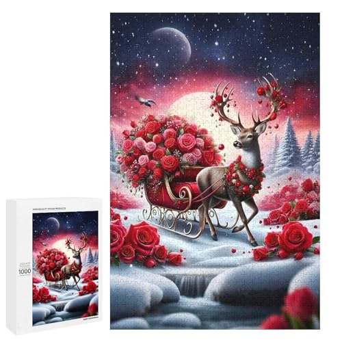 Rose Reindeer 1000 Teile Puzzles Für Erwachsene Und Kinder Ab 12 Jahren 1000 PCS von ZYGAOKDD