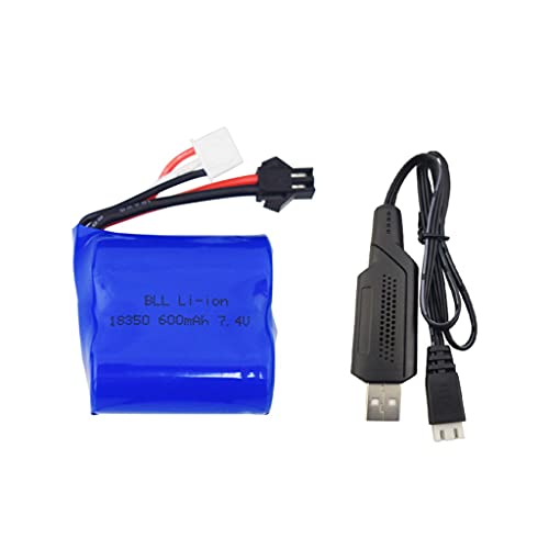 ZYGY 1PCS 7.4V 600mah Lithium Batterie und USB-Ladekabel für Syma Q2 Q3 Skytech H100 H102 H106 H120 RC Boot von ZYGY