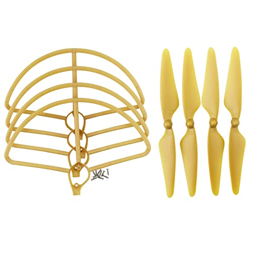 ZYGY 4pcs Propeller + 4pcs Schutzrahmen für Hubsan H501S H501A H501C H501M H501S W H501S pro Quad-Rotor-Drohne-Gold von ZYGY