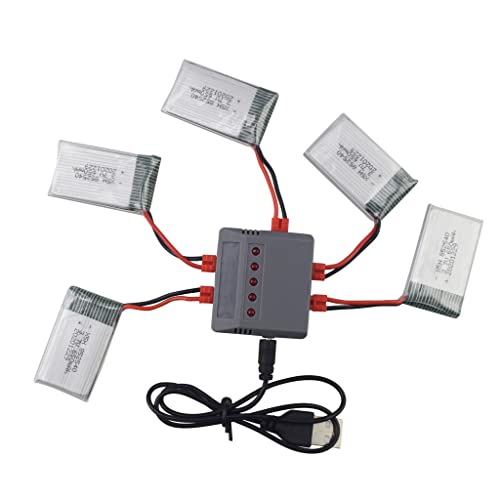 ZYGY 5PCS 3.7V 650mAh Lithium Batterie und 5in1 Ladegerät für SYMA X5HW X5HC RC Drohne von ZYGY