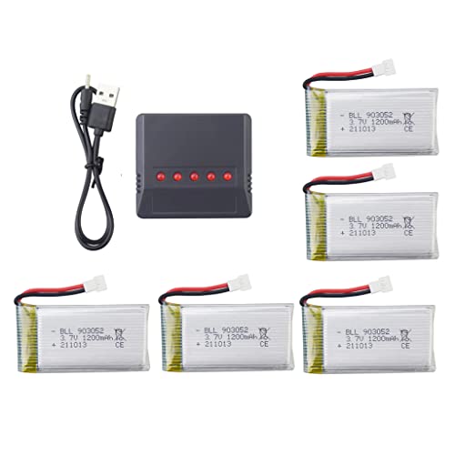 ZYGY 5St. 3.7V 1200mah Lithium Akku & 1St. 5in1 Ladegerät für SYMA X5SW X5SC X5SC-1 Quad-Rotor-Drohne von ZYGY