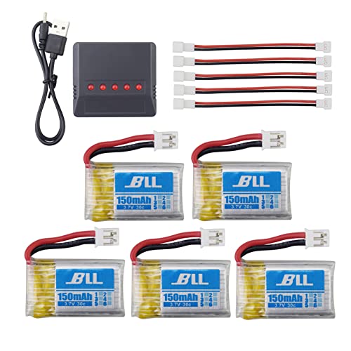 ZYGY 5X 3.7V 150mAh Lithium Batterie & 5 in 1 Ladegerät für H36 E010 E011 E013 RC Quadcopter Zubehör von ZYGY