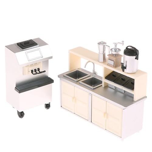 Detailliertes Miniatur-Café-Szenen-Display-Set, 1/12-Modell-Figur, inklusive Regalböden und Getränkemaschine für Sammler, Puppenhaus, Miniatur-Convenience Store-Modell von ZYHARUKO