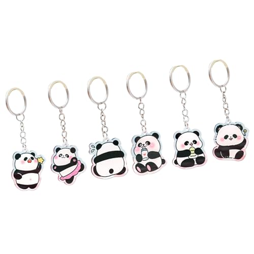 ZYHARUKO 6 Stück Panda Schlüsselanhänger Leichte Acryl Schlüsselanhänger Zubehör für Taschen und Auto Dekoration Tierliebhaber Zubehör Geburtstag von ZYHARUKO