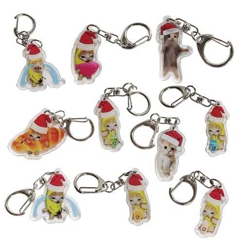 ZYHARUKO Kreativer Bananen-Schlüsselanhänger mit Weihnachtsmütze, stilvoller Bananen-Schlüsselanhänger, einzigartige Schlüsselanhänger, Verzierung für Frauen, Liebhaber, Dekorationen, 10 Stück von ZYHARUKO